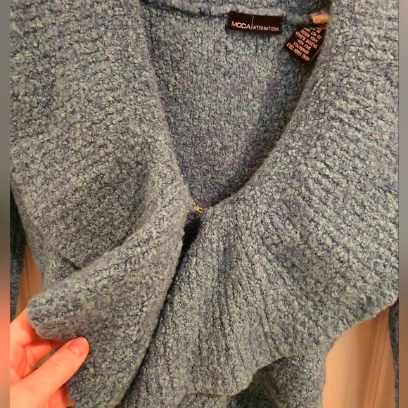 MODA - turqouise cardigan pepplum long sleeve sweater - Picture 2 of 4